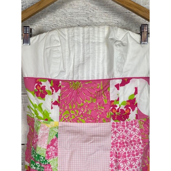 Vintage 70/80's Lilly Pulitzer Strapless Dress 0 Franco Patch Quilt… - Picture 2 of 11